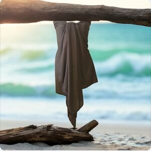 Kachanaa Stretch Jersey Turban Knit Head Wrap Beach Cover Shall Light Brown.